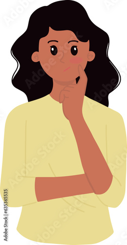Pretty girl woman showing gesture thinking about something illustration