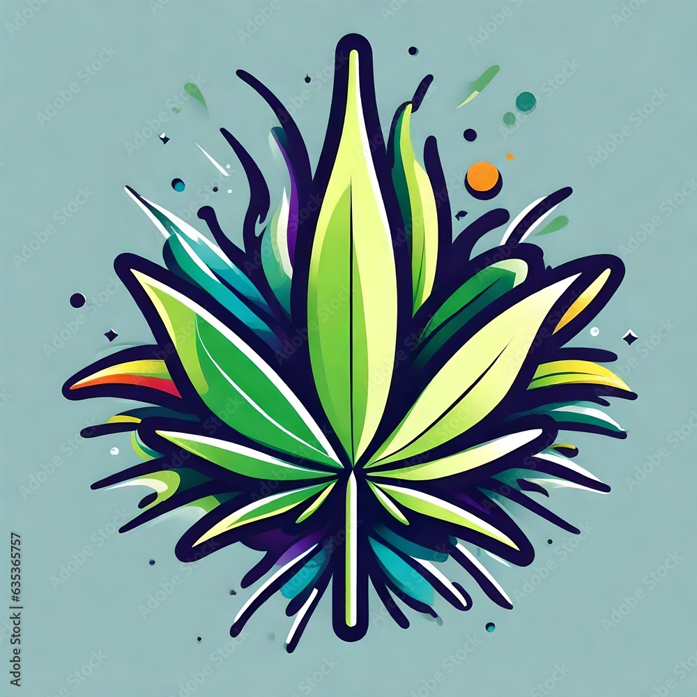 A logo for a business or sports team featuring a marijuana plant leaf that is suitable for a t-shirt graphic.