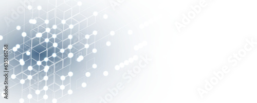 Technology banner design with hexagons abstract background.