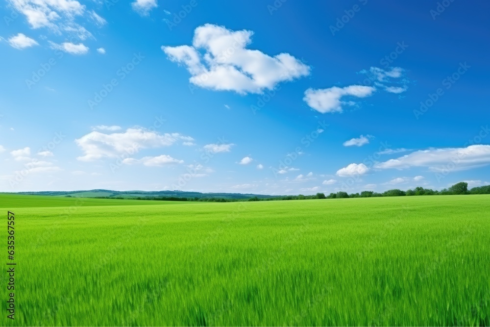 Green field and blue sky