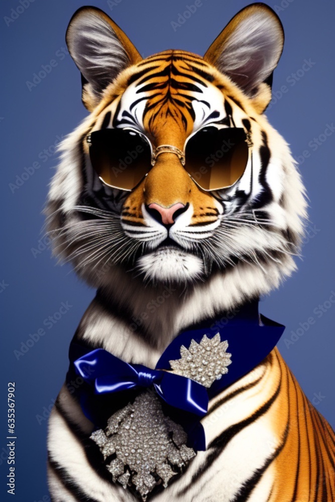 tiger wearing sunglasses. generative ai