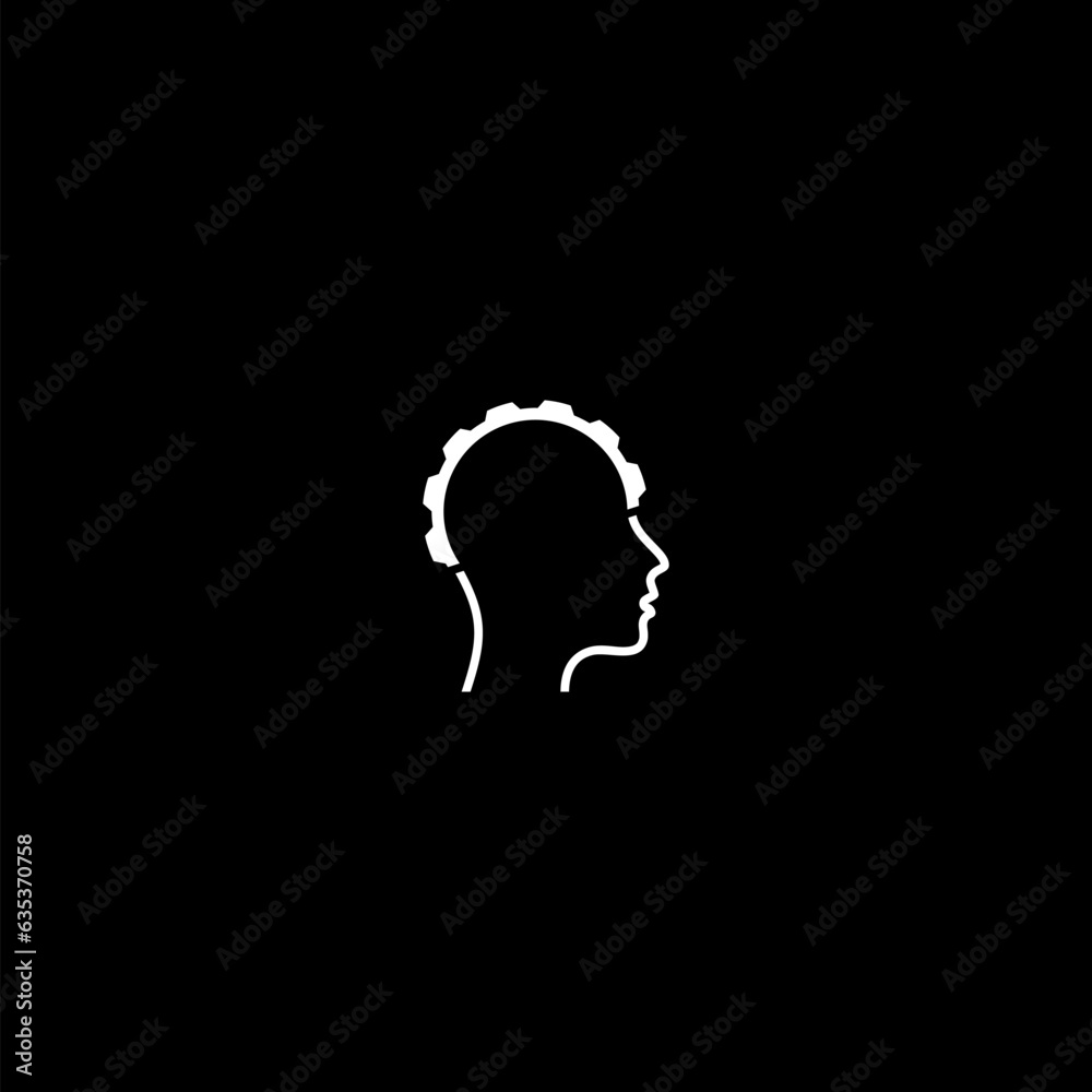 Human head gear concept logo icon isolated on dark background Human head gear concept logo icon isolated on dark background