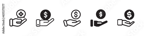 Charity, Kindness, Donation and Raise Money related icon set, Charity line icon set. Collection of donate icon, Charity vector icon.