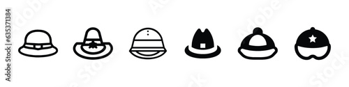 Cowboy hat icon. Linear vector icon in a flat style. Man and woman hats icon set, Coloring book.  Doodle. Hat. A cowboy hat. Cowboys. West. Wild West.