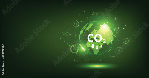 The idea of reducing CO2 emissions to limit global warming. Lower CO2 levels with sustainable development of renewable energy, planting tree, and green energy to stop climate change.	