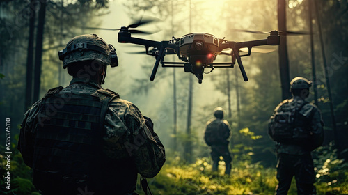 soldiers launching a drone in an outdoor setting, showcasing the precision and expertise involved in the operation