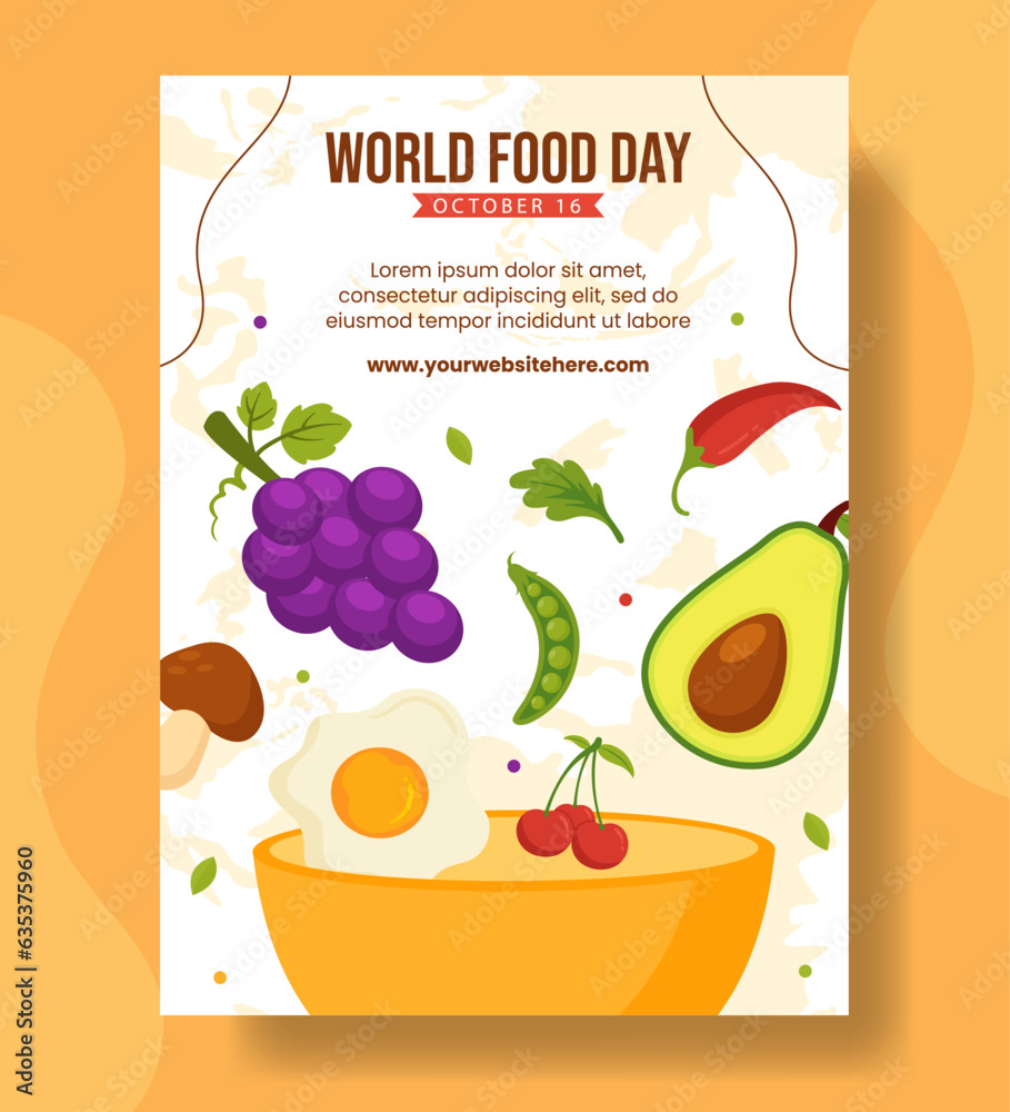 Food Day Vertical Poster Flat Cartoon Hand Drawn Templates Background Illustration