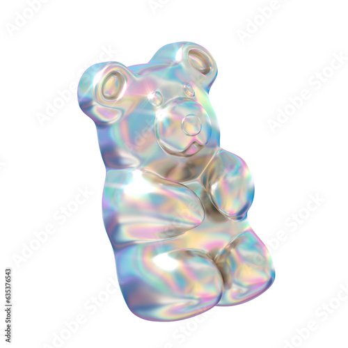 Gummy bear holographic 3D illustration