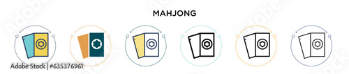 Mahjong icon in filled, thin line, outline and stroke style. Vector illustration of two colored and black mahjong vector icons designs can be used for mobile, ui, web