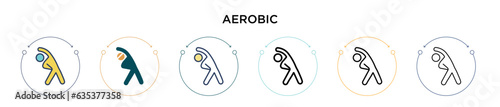 Aerobic icon in filled, thin line, outline and stroke style. Vector illustration of two colored and black aerobic vector icons designs can be used for mobile, ui, web