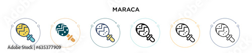 Maraca icon in filled, thin line, outline and stroke style. Vector illustration of two colored and black maraca vector icons designs can be used for mobile, ui, web