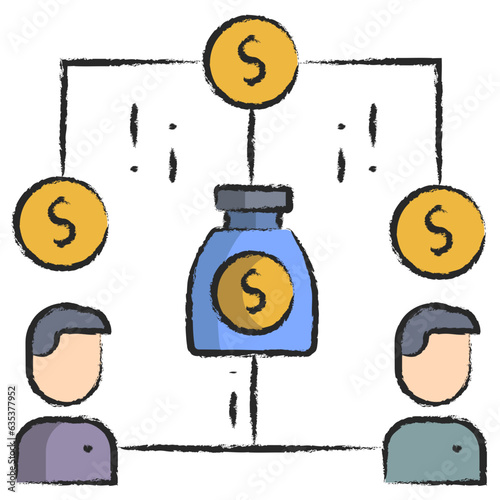 Hand drawn Equity crowdfunding illustration icon