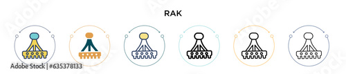 Rak icon in filled, thin line, outline and stroke style. Vector illustration of two colored and black rak vector icons designs can be used for mobile, ui, web