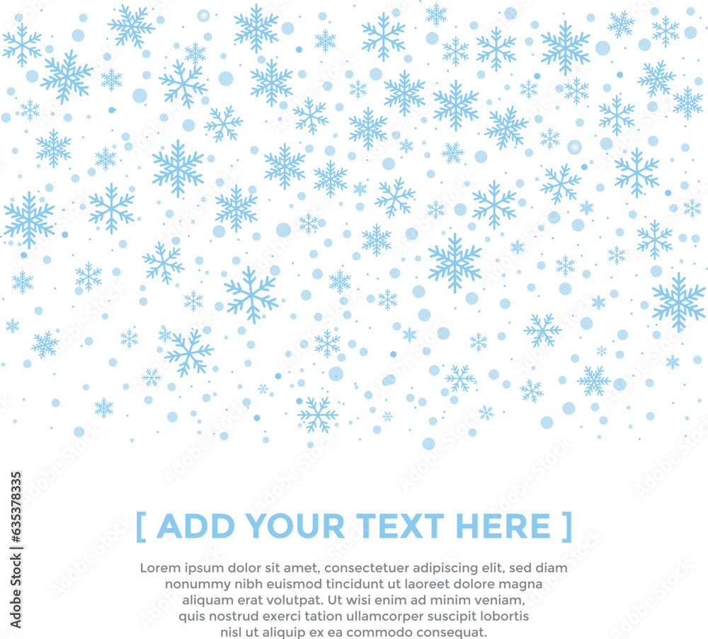 Fototapeta premium Winter blue snowflakes vector background. Christmas background