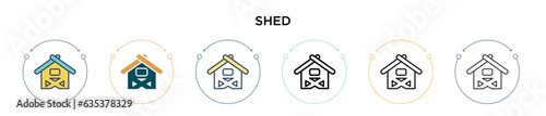 Shed icon in filled, thin line, outline and stroke style. Vector illustration of two colored and black shed vector icons designs can be used for mobile, ui, web