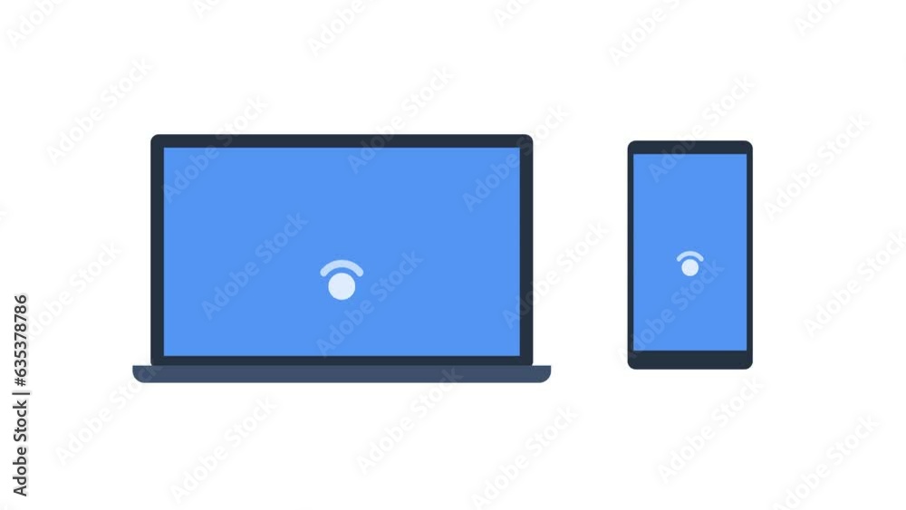 Laptop and Phone Signal Network Wireless Technology Animation with White Background Internet Network Connection Video Motion Graphics Laptop and Phone Signal Network Wireless Technology Animation with White Background Internet Network Connection Video Motion Graphics