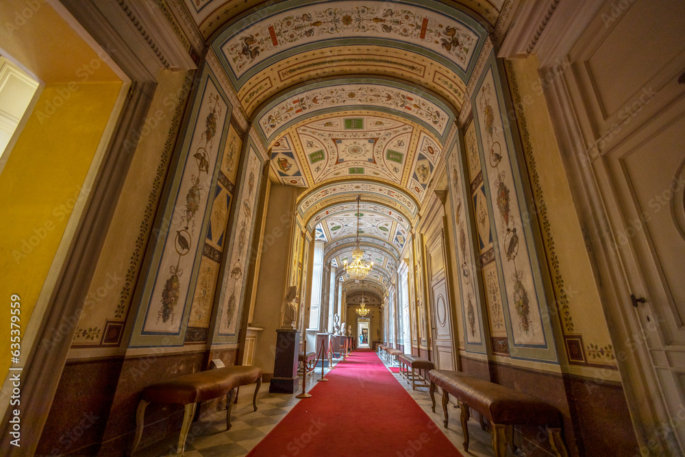 Fototapeta premium RACCONIGI, ITALY, MAY 14, 2023 - Inner of the Castle of Racconigi, province of Cuneo, Piedmont, Italy