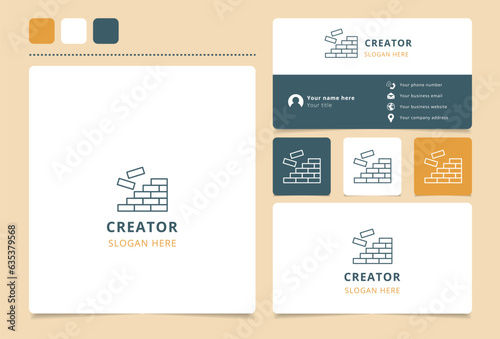 Creator logo design with editable slogan. Branding book and business card template.