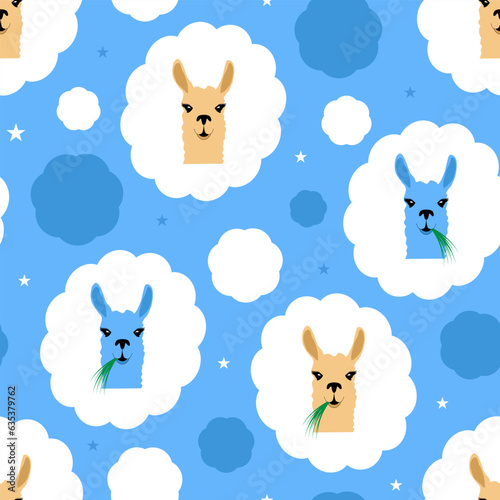 Cute llamas surface pattern. Nursery digital paper