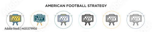 American football strategy icon in filled, thin line, outline and stroke style. Vector illustration of two colored and black american football strategy vector icons designs can be used for mobile, ui,