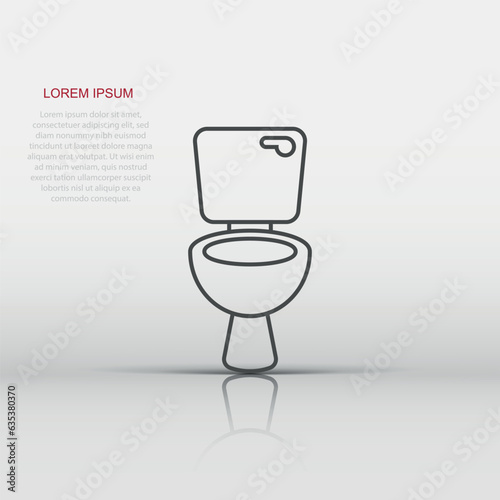 Toilet bowl icon in flat style. Hygiene vector illustration on isolated background. WC restroom sign business concept.