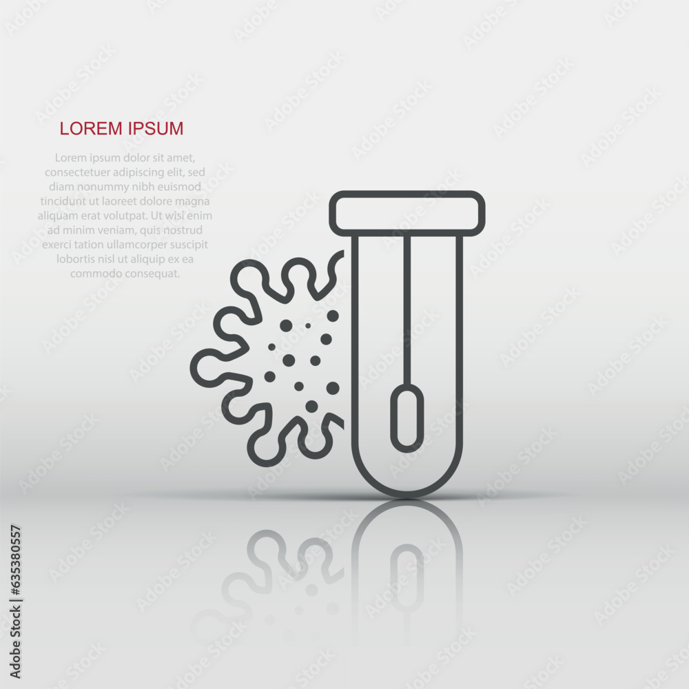 Coronavirus test icon in flat style. covid-19 vector illustration on isolated background. Medical diagnostic sign business concept.