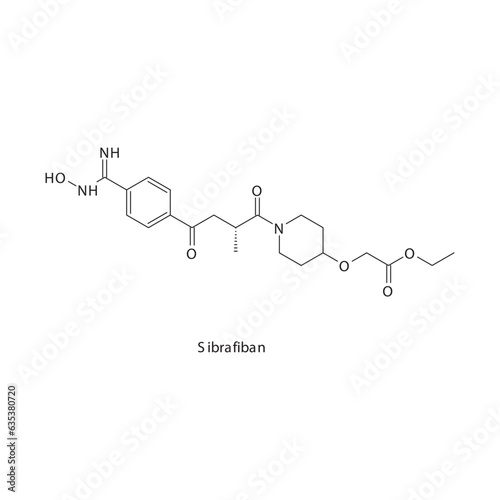 Sibrafiban  flat skeletal molecular structure Glycoprotein IIb/IIIa inhibitors drug used in risk of thrombosis treatment. Vector illustration.