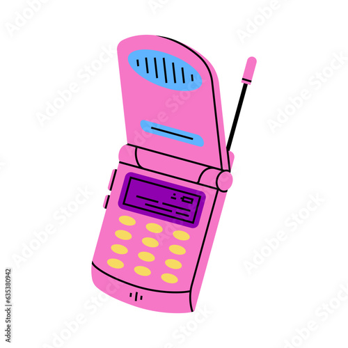 Flip Phone as Bright Item from Nineties Vector Illustration