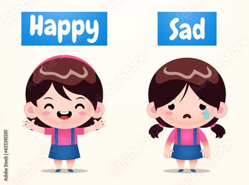 Cute Girl Opposite Words For Happy And Sad