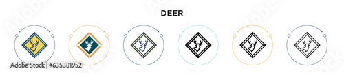 Deer sign icon in filled, thin line, outline and stroke style. Vector illustration of two colored and black deer sign vector icons designs can be used for mobile, ui, web