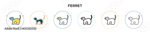 Ferret icon in filled, thin line, outline and stroke style. Vector illustration of two colored and black ferret vector icons designs can be used for mobile, ui, web