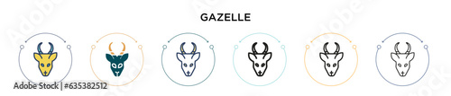 Gazelle icon in filled, thin line, outline and stroke style. Vector illustration of two colored and black gazelle vector icons designs can be used for mobile, ui, web