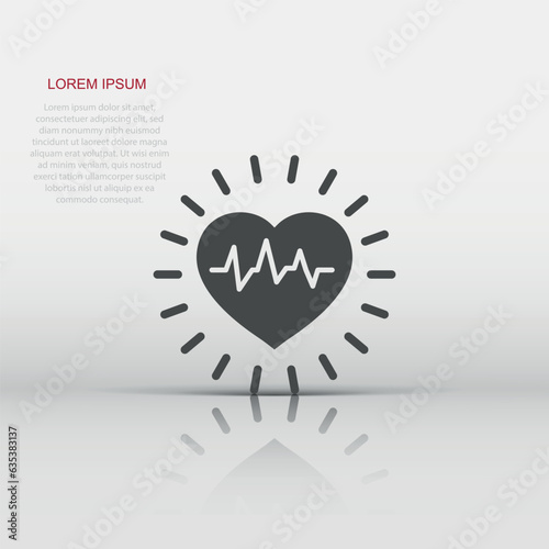Arterial blood pressure icon in flat style. Heartbeat monitor vector illustration on isolated background. Pulse diagnosis sign business concept.