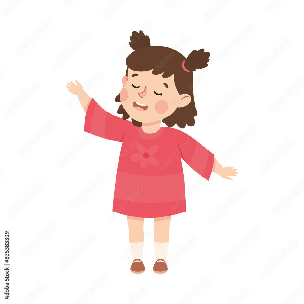 Little Girl Character Standing and Tell Story or Recite Poetry Vector Illustration Little Girl Character Standing and Tell Story or Recite Poetry Vector Illustration