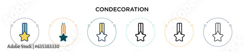 Condecoration icon in filled, thin line, outline and stroke style. Vector illustration of two colored and black condecoration vector icons designs can be used for mobile, ui, web