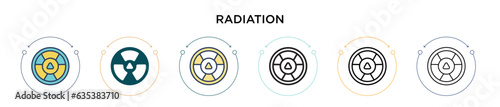 Radiation icon in filled, thin line, outline and stroke style. Vector illustration of two colored and black radiation vector icons designs can be used for mobile, ui, web