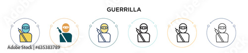 Guerrilla icon in filled, thin line, outline and stroke style. Vector illustration of two colored and black guerrilla vector icons designs can be used for mobile, ui, web
