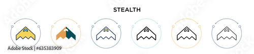 Stealth icon in filled, thin line, outline and stroke style. Vector illustration of two colored and black stealth vector icons designs can be used for mobile, ui, web