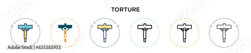 Torture icon in filled, thin line, outline and stroke style. Vector illustration of two colored and black torture vector icons designs can be used for mobile, ui, web