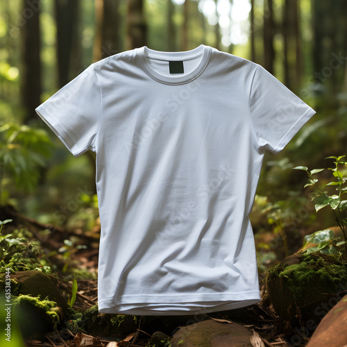Tshirt Mockup with Forest Background Uniting Style and Nature