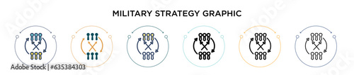 Military strategy graphic icon in filled, thin line, outline and stroke style. Vector illustration of two colored and black military strategy graphic vector icons designs can be used for mobile, ui,