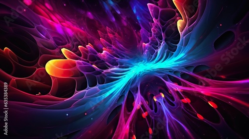 Fototapeta Naklejka Na Ścianę i Meble -  Abstract neon fractal wallpaper with space