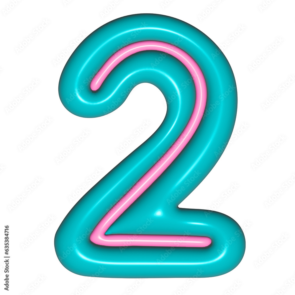 3D Puffy sticker number 2 3D Puffy sticker number 2
