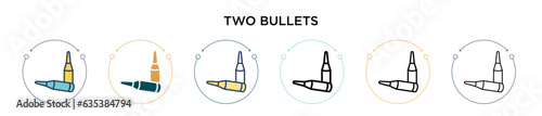 Two bullets icon in filled, thin line, outline and stroke style. Vector illustration of two colored and black two bullets vector icons designs can be used for mobile, ui, web