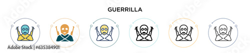 Guerrilla icon in filled, thin line, outline and stroke style. Vector illustration of two colored and black guerrilla vector icons designs can be used for mobile, ui, web
