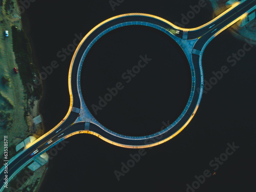 Puente de Laguna Garzón - a beautiful and different architecture of a bridge in Maldonado department during night time,  Uruguay