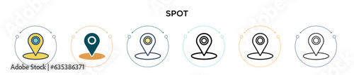 Spot icon in filled, thin line, outline and stroke style. Vector illustration of two colored and black spot vector icons designs can be used for mobile, ui, web