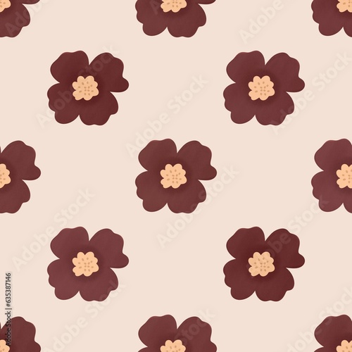 Hand drawn abstract  flowers seamless pattern Ditsy print in calico shabby chic.