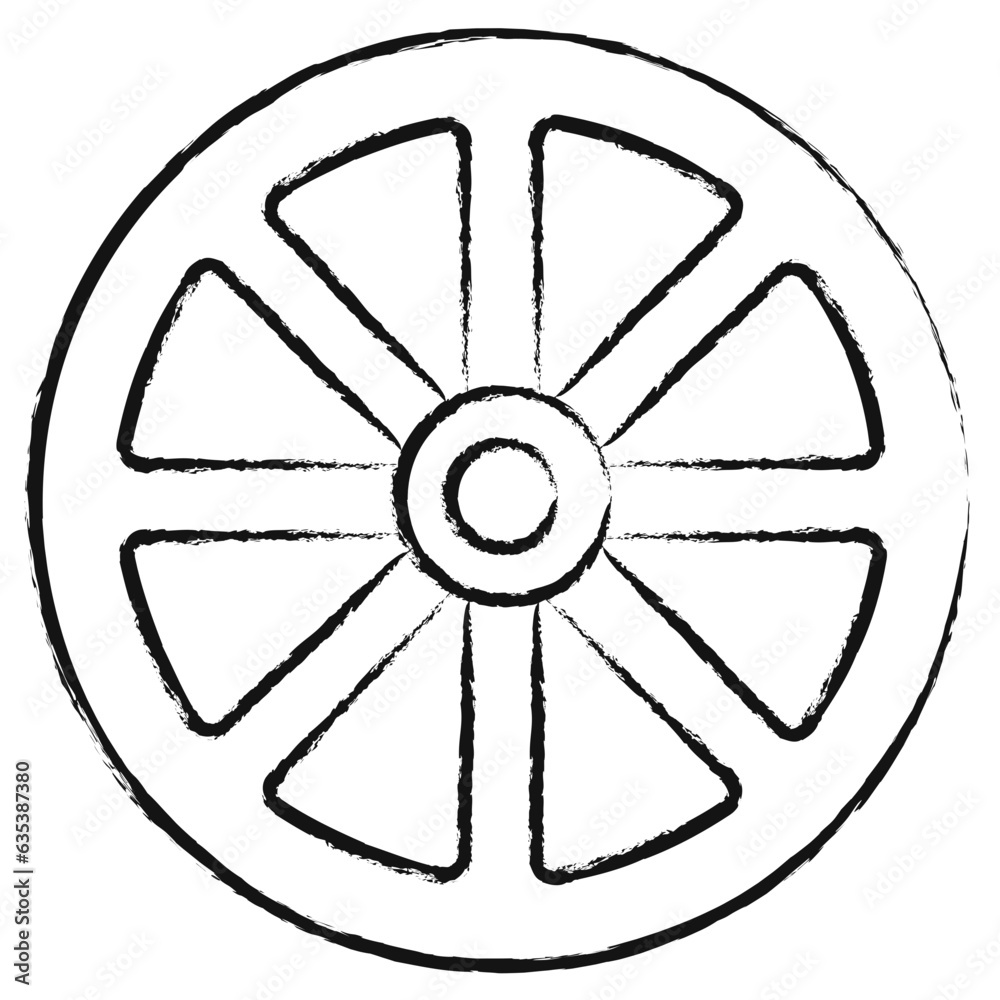 Fototapeta premium Hand drawn Wagon wheel illustration icon