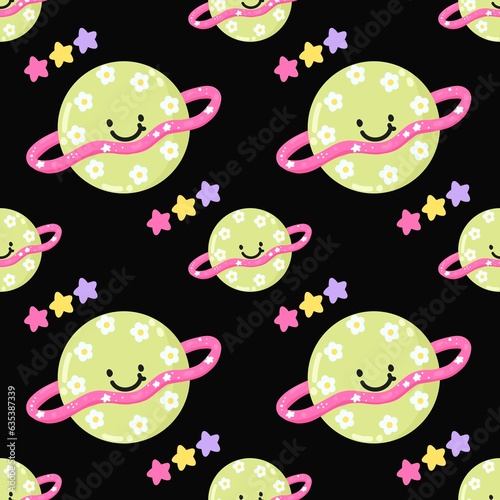 universe space stars cute style seamless black background printable fabric pattern fashion clothing etc.